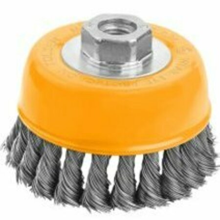 TOLSEN 3 Cup Twist Wire Brush W/Nut, Paint and Varnish from Metal Surfaces, Wire Dia: 0.2 77615